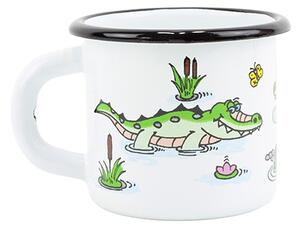 BELIS Smaltovaný hrnek ø 7 cm - 0.25 l bílý "krokodýl" - 11007-039DHI04