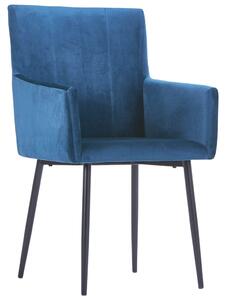 Jídelní židle s područkami 6 ks modré samet