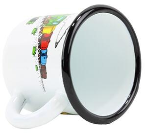 BELIS Smaltovaný hrnek ø 7 cm - 0.25 l bílý "vláček" - 11007-039DHG04