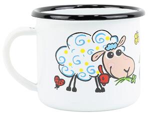 BELIS Smaltovaný hrnek ø 8 cm - 0.35 l bílý "ovečka" - 11008-039DHK04