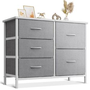 Komoda - 5 zásuvek - 78 x 29 x 60 cm - Světle šedá - Do ložnice a obýváku