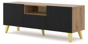 TV skříňka/stolek PB 150 2D1S Rowanna (dub artisan + černá + zlatá)
