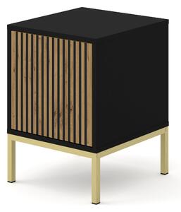 Noční stolek F 1D Rowanna (černá + dub artisan + zlatá)