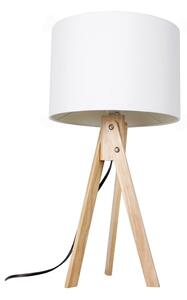 Bílá stolní lampa s dřevěnou trojnožkou LILA TYP 1