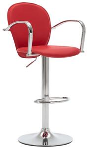 Barová stolička s područkami červená umělá kůže