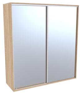 Šatní skříň FLEXI 2 se 2 zrcadly Varianta barvy: Dub natur (dub sonoma), Šířka: 220 cm, Výška: 240 cm