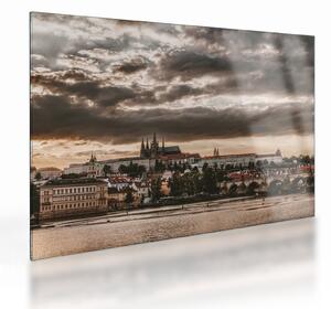 Skleněný obraz - zamračená Praha (70x50 cm)