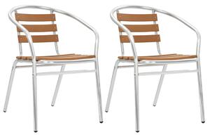 Stohovatelné zahradní židle 2 ks hliník a WPC stříbrné