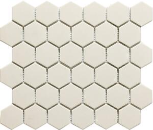 FIN Obklad keramická bílá Mozaika HEX 5 White hexagony 5,1x5,9 (28,1x32,5) cm - LOH1010