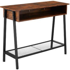 Tectake 404720 konzolový stolek tralee 100x35x80,5cm - industriální dřevo tmavé, rustikální
