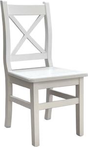 Jídelní židle II s křížovým opěradlem, borovicový masiv, bílá, výška 97 cm