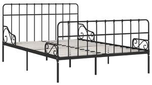 Rám postele s laťkovým roštem černý kov 160 x 200 cm