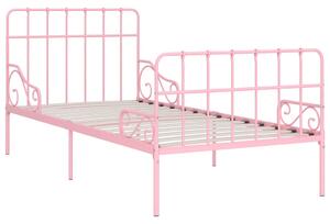 Rám postele s laťkovým roštem růžový kov 90 x 200 cm