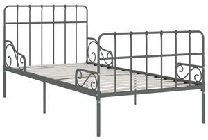 Rám postele s laťkovým roštem šedý kov 90 x 200 cm