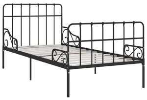 Rám postele s laťkovým roštem černý kov 90 x 200 cm