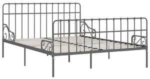 Rám postele s laťkovým roštem šedý kov 180 x 200 cm