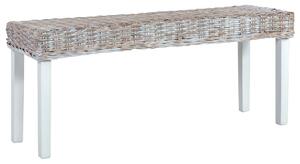 Lavice 110 cm bílý přírodní kubu ratan a masivní mangovník