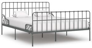 Rám postele s laťkovým roštem šedý kov 180 x 200 cm