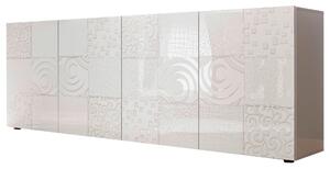 ŠIROKÁ KOMODA, vysoce lesklá bílá, 241/84/42 cm MID.YOU - Online Only komody, Online Only