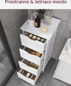 Koupelnová skříňka se 4 zásuvkami 30 x 30 x 82 cm, bílá