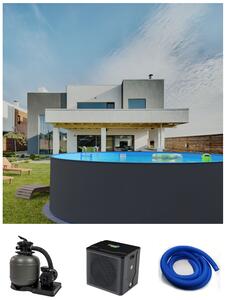 Bazénový set Planet Pool s bazénem ANTRAZIT/Blue 450x122 cm s ohřevem