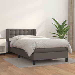 Box spring postel s matrací šedá 80 x 200 cm umělá kůže 3127281