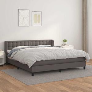 Box spring postel s matrací šedá 160x200 cm umělá kůže 3127323
