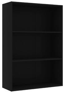 3patrová knihovna černá 80 x 30 x 114 cm dřevotříska