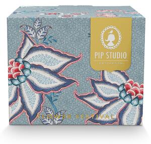 Pip Studio set 2 šálků s podšálky Flower Festival tmavě růžový, 120 ml