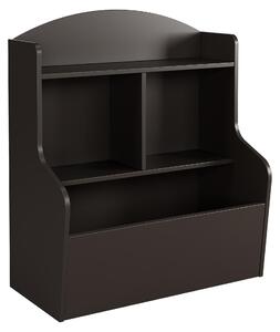 Dětský organizér na hračky, regál s 3 úrovněmi, úložné boxy na knihy, komoda. Barva: tmavě hnědá / káva