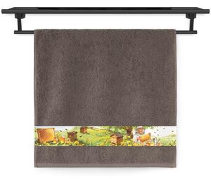 Ručník Veba NORA tisk Vůně medových luk tmavá hnědá Velikost: 50x100 cm