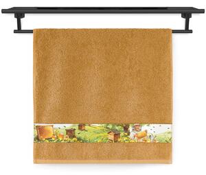 Ručník Veba NORA tisk Vůně medových luk okrová Velikost: 50x100 cm