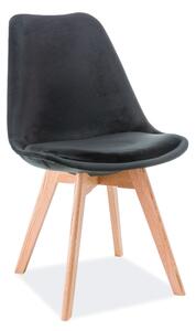 Černá židle s dubovými nohami DIOR VELVET