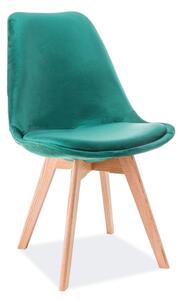 Zelená židle s dubovými nohami DIOR VELVET