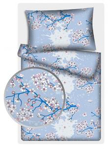 Povlečení hladká bavlna LUX - Třešňový květ - modré 140x200+70x90