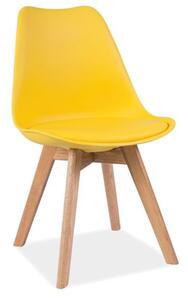 Žlutá židle s dubovými nohami KRIS