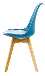 Modrá židle s bukovými nohami KRIS