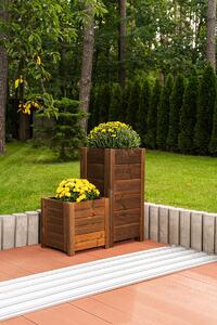 Vingo Vysoký zahradní dřevěný truhlík čtvercový – hnědý, 39 x39 x 79 cm