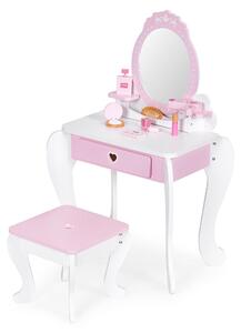 ECOTOYS 2950 Dětský toaletní stolek se zrcadlem, stoličkou a 7 doplňky