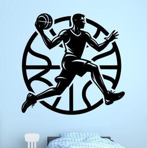 Živá Zeď Samolepka Basketbalista v akci Barva: černá
