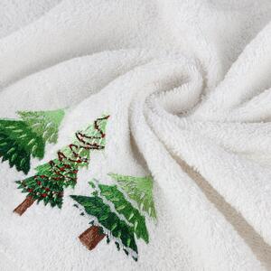 Bavlněný vánoční ručník bílý s jedlemi