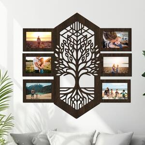 Dřevo života | Dřevěný fotorámeček na více fotek Strom sjednocení Zvolte barvu dekoru: Wenge | Rozměry (cm)rámečku: 62x59