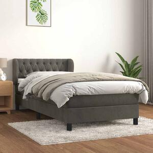 Box spring postel s matrací tmavě šedá 90x190 cm samet 3127644