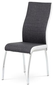 Jídelní židle šedá látka + bílá koženka / chrom DCL-433 GREY2