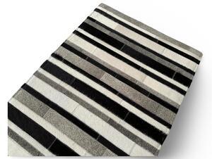 Kožený koberec, předložka, černobílá s šedou S