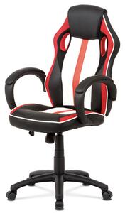 Kancelářská židle, červená-černá-bílá ekokůže+MESH, houpací mech, kříž plast čer KA-V505 RED