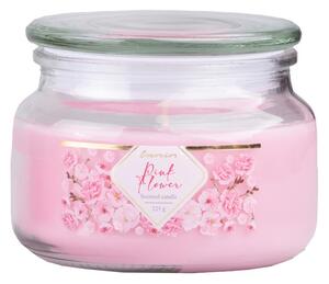 Emocio Sklo 100x79 mm se skleněným víčkem Pink Flower vonná svíčka
