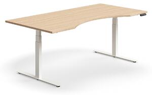 AJ Produkty Výškově nastavitelný stůl QBUS, vykrojený, 2000x1000 mm, bílá podnož, dub