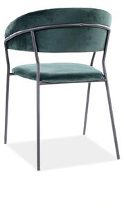 Zelená jídelní židle LIRA B VELVET s černými nohami