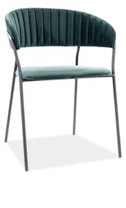 Zelená jídelní židle LIRA B VELVET s černými nohami